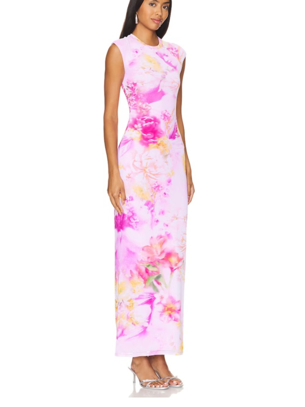 Floral Pink Sleeveless Maxi Dress